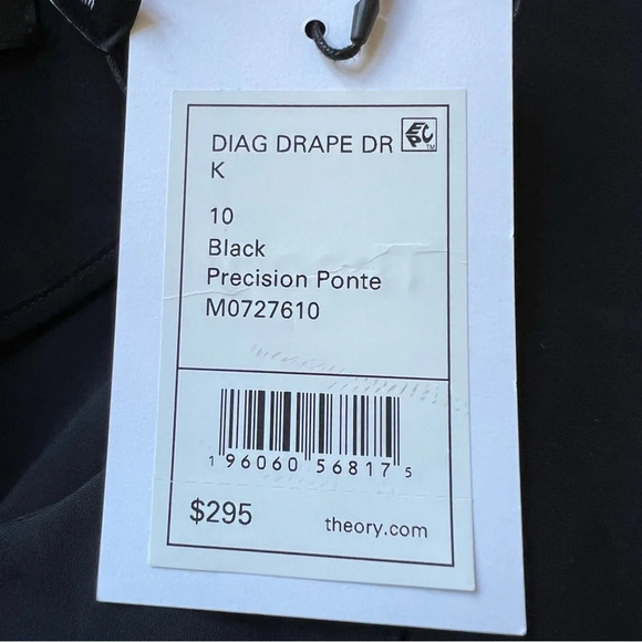 New! Theory Diagonal Drape Dress black precision ponte nwt 17763 - Picture 8 of 9